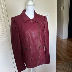 Anthropologie Wine Leather Jacket Size XL